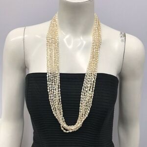 ❤️SOLD❤️ Vintage 14K Gold Diamond Multi Strand‎ Seed Pearl Necklace 8 Strands